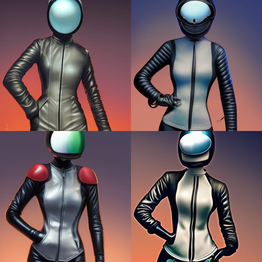 Motorcycle Helmet Girl in Comic Book Art Style