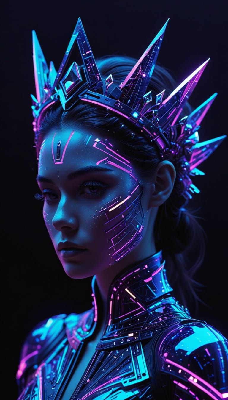 Futuristic Crowns and Tiaras in Ukiyo-e Style