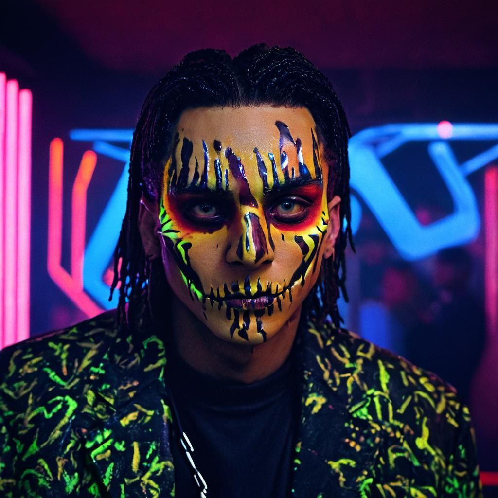 Model in Neon Club: Cinematic Film Still