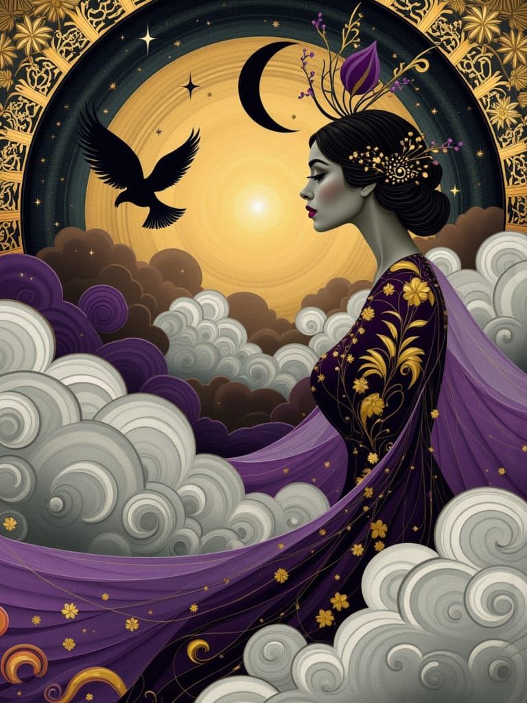 Elegant Woman in Art Deco Cut-Paper Style