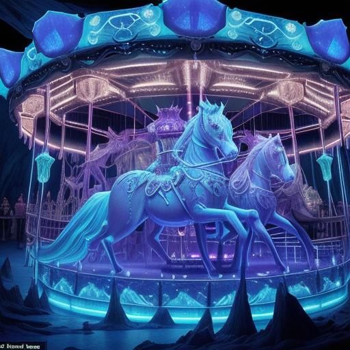 Bioluminescent Carousel in Crystal Cavern