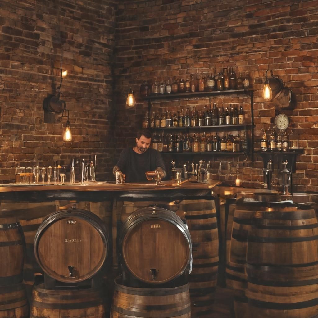 Inviting Brewery Scene with Golden Craft Beer