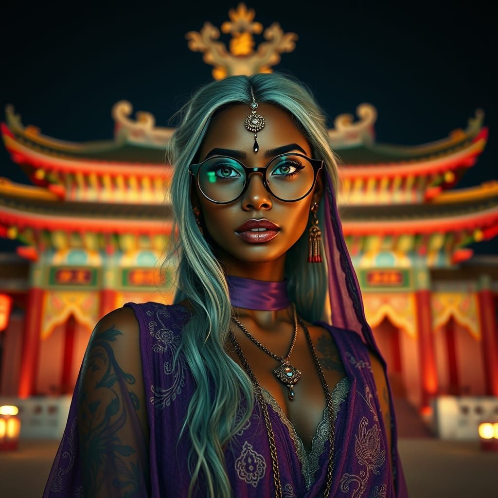 Middle Eastern Priestess in Dragon Temple