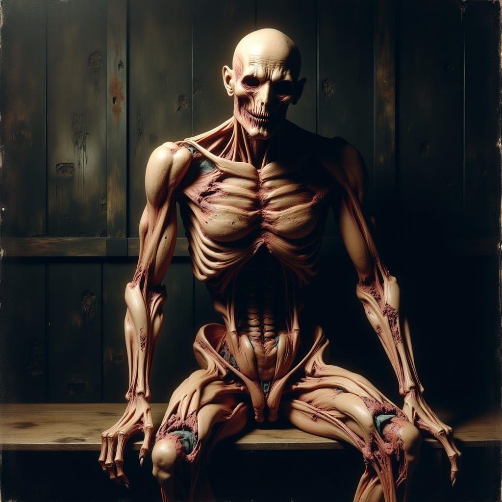 Grotesque Humanoid in Surreal Biomechanical Art