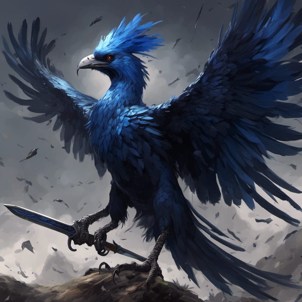 Emo Aarakocra Fighter in Hyperreal Style