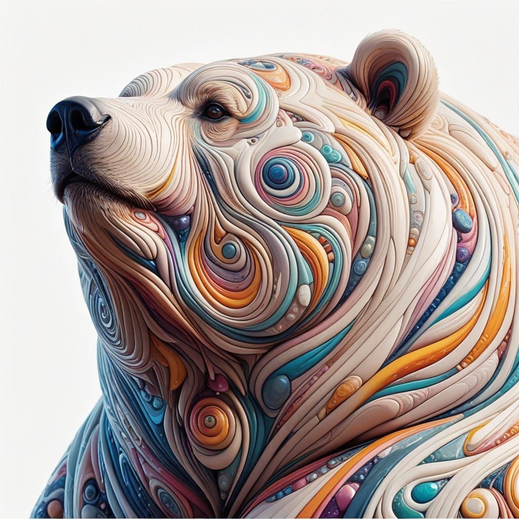 Prismatic Bear Profile in Pastel Nursery Art Style