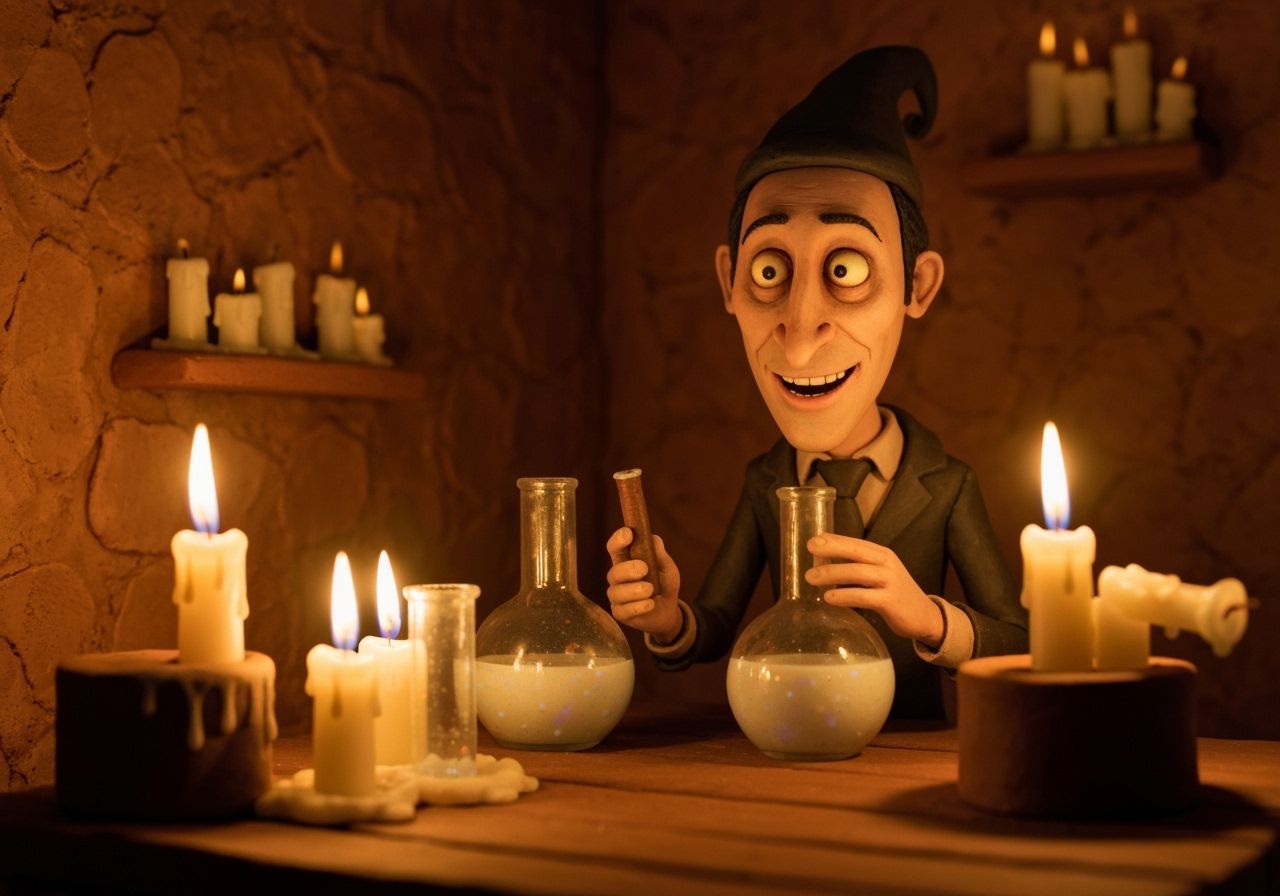 Eerie Clay Alchemist's Room in Burton-esque Style