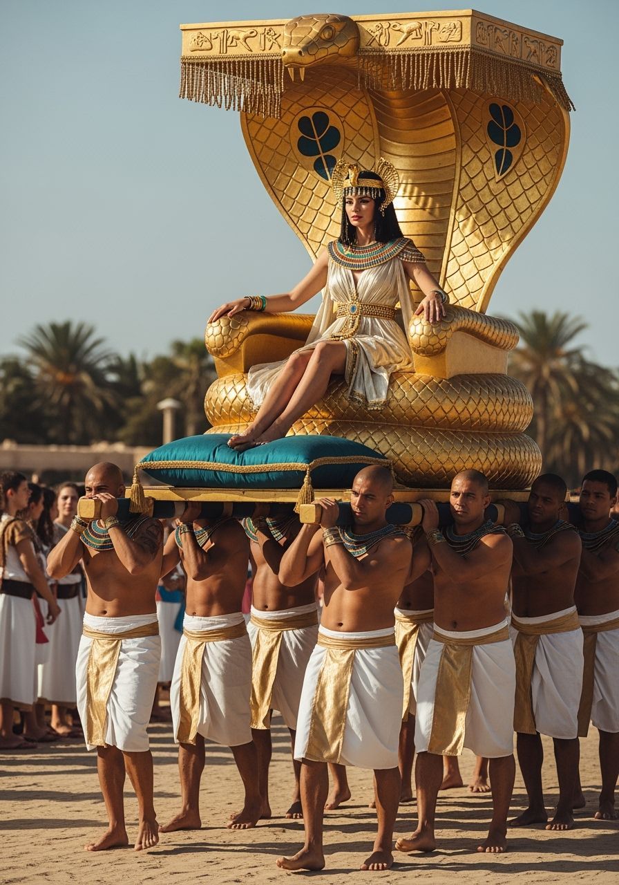 Egyptian Queen on Golden Throne, Professional Photography