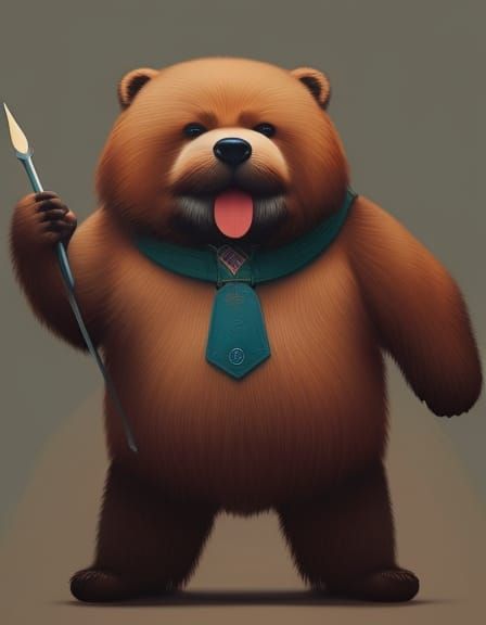 Angry Otter-Bear Portrait in Hyperrealistic Fantasycore Styl...