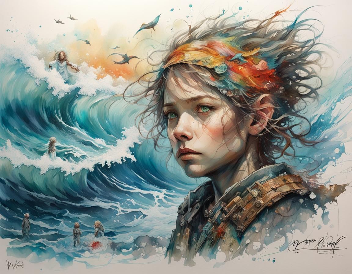 Ocean Waves in Dark Fantasy Style