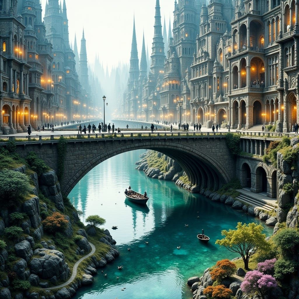 Abstract Reality Bridge Over Water