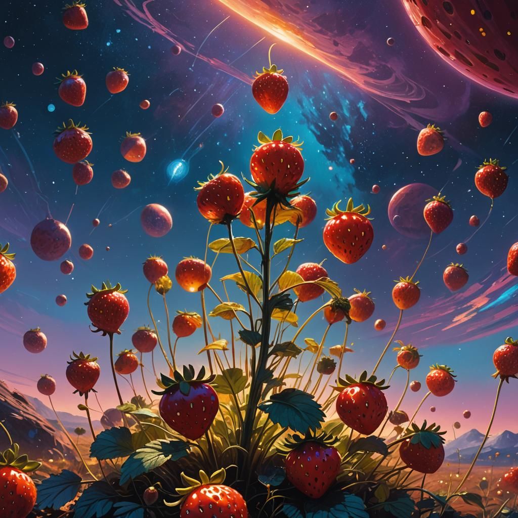 Celestial Strawberry: A Sci-Fi Concept Art