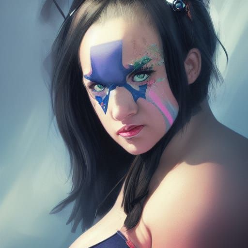 Evil Wrestler Portrait in Art Nouveau Style