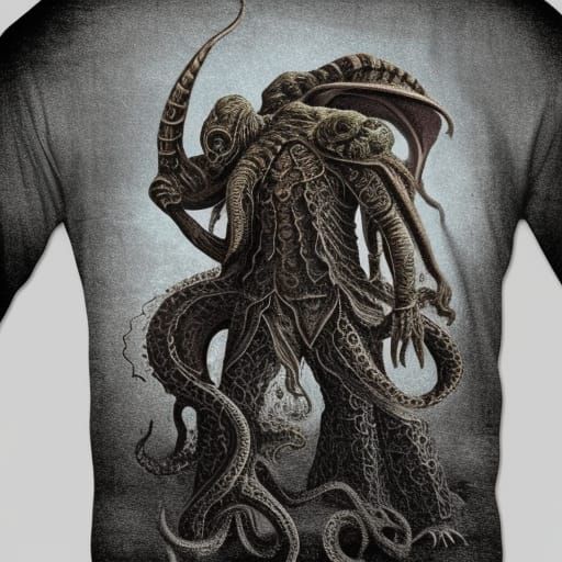 Cthulhu Warrior T-Shirt: Hyperrealistic Digital Art