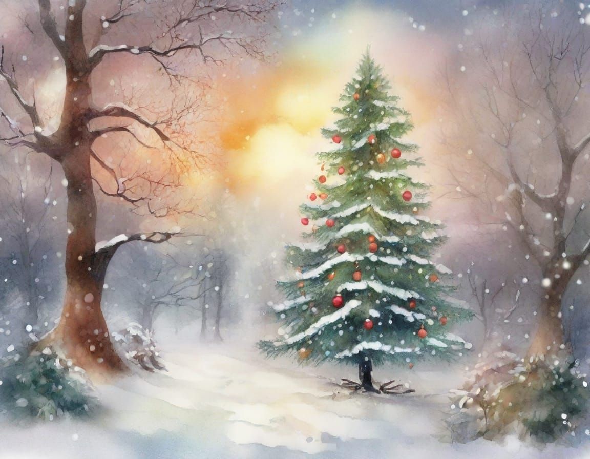 Ethereal Impressionist Christmas Tree in Monet Style