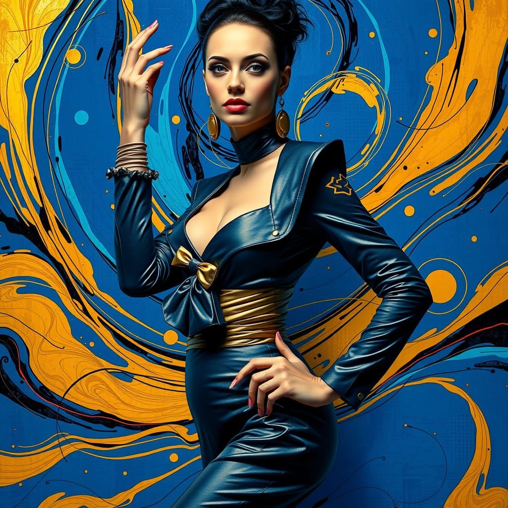 Sapphire Blue and Gold Geometric Fashion in Luxury Style