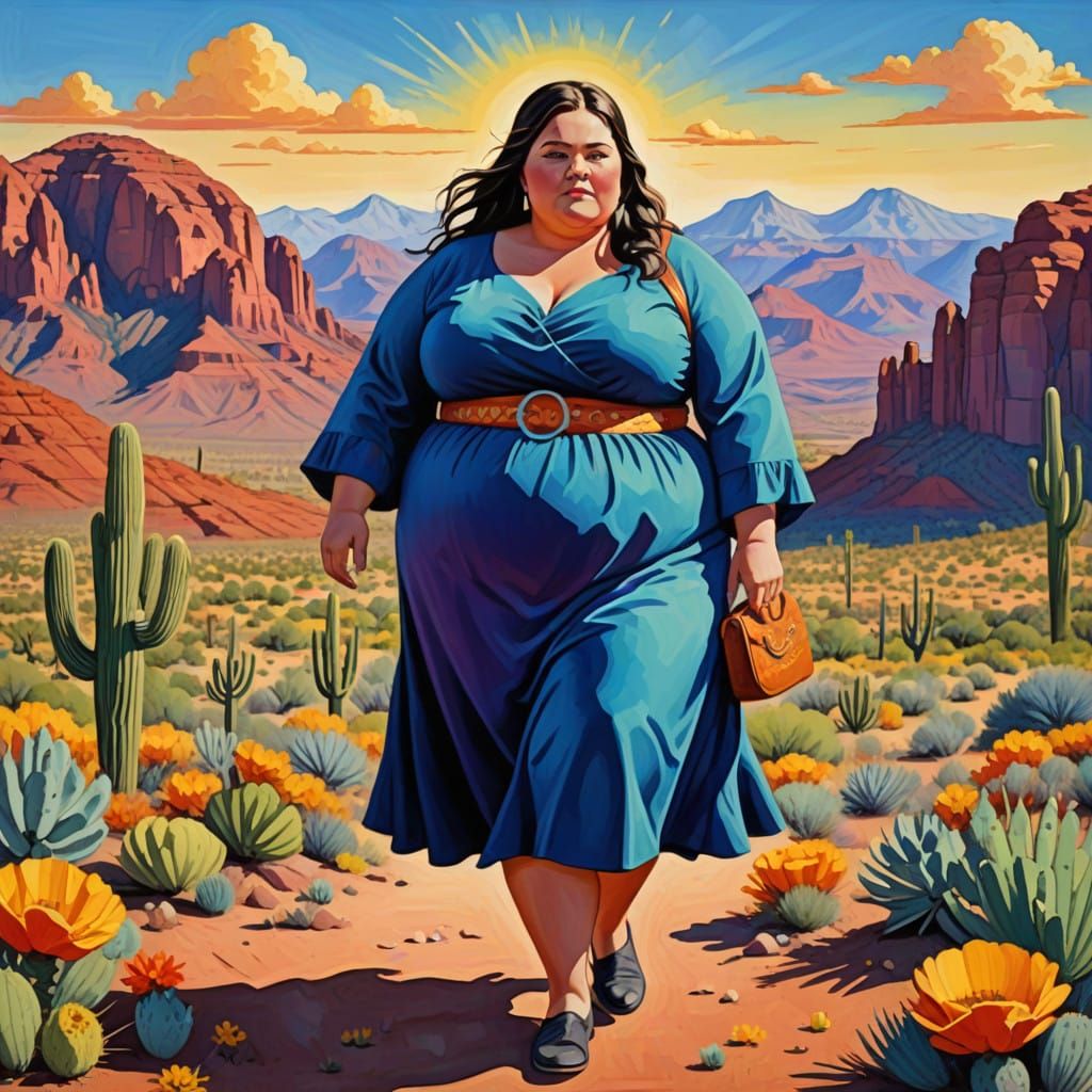 Arizona Goddess in Vibrant Impasto Style