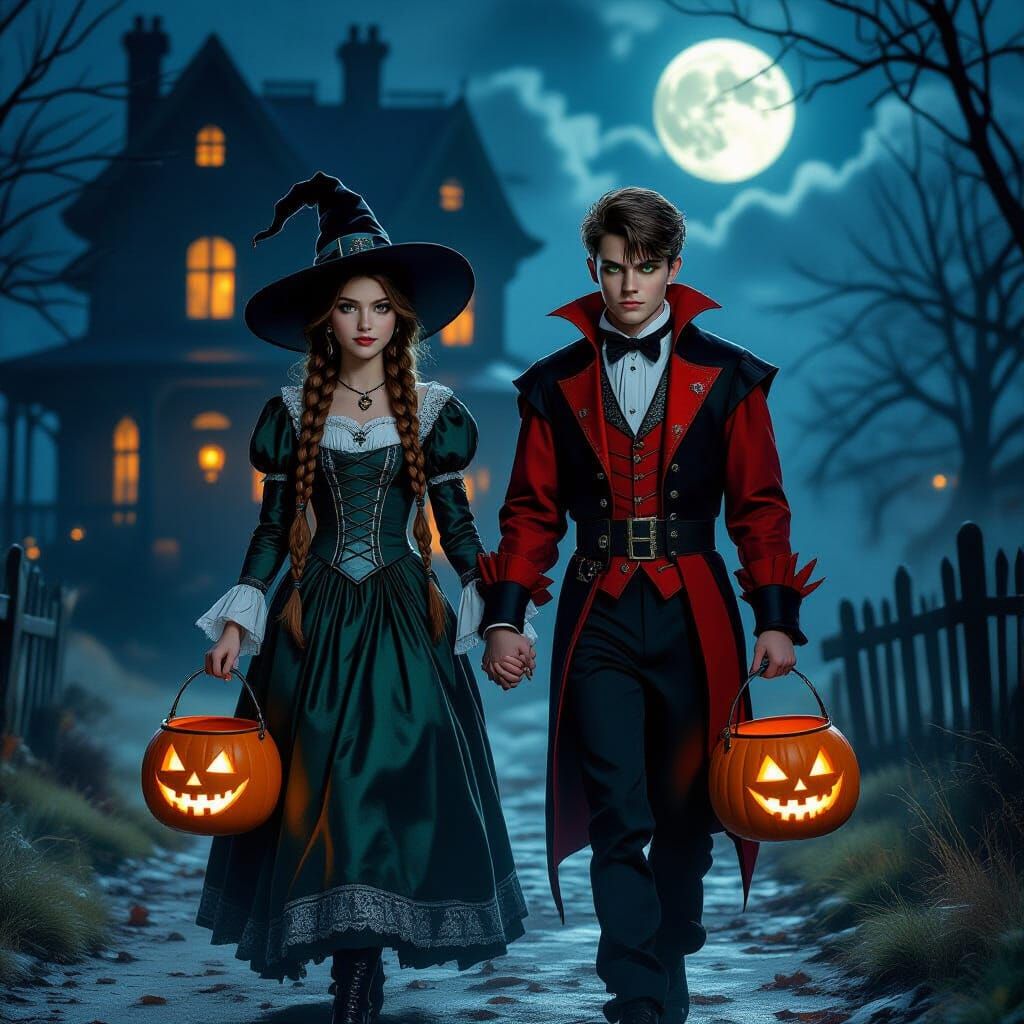 Teen Couple at Spooky Haunted House