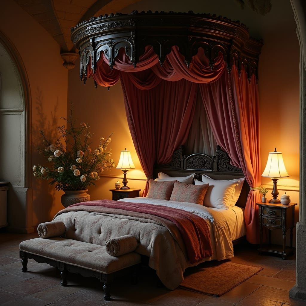 Majestic Medieval Chamber in Warm Candlelight