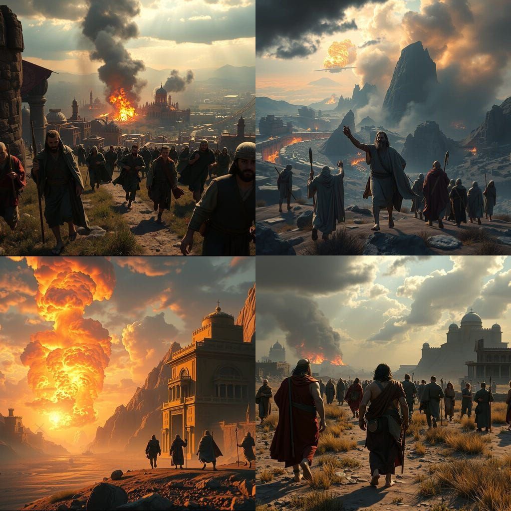 Epic 3D Render of Abraham and Lot Fleeing Sodom