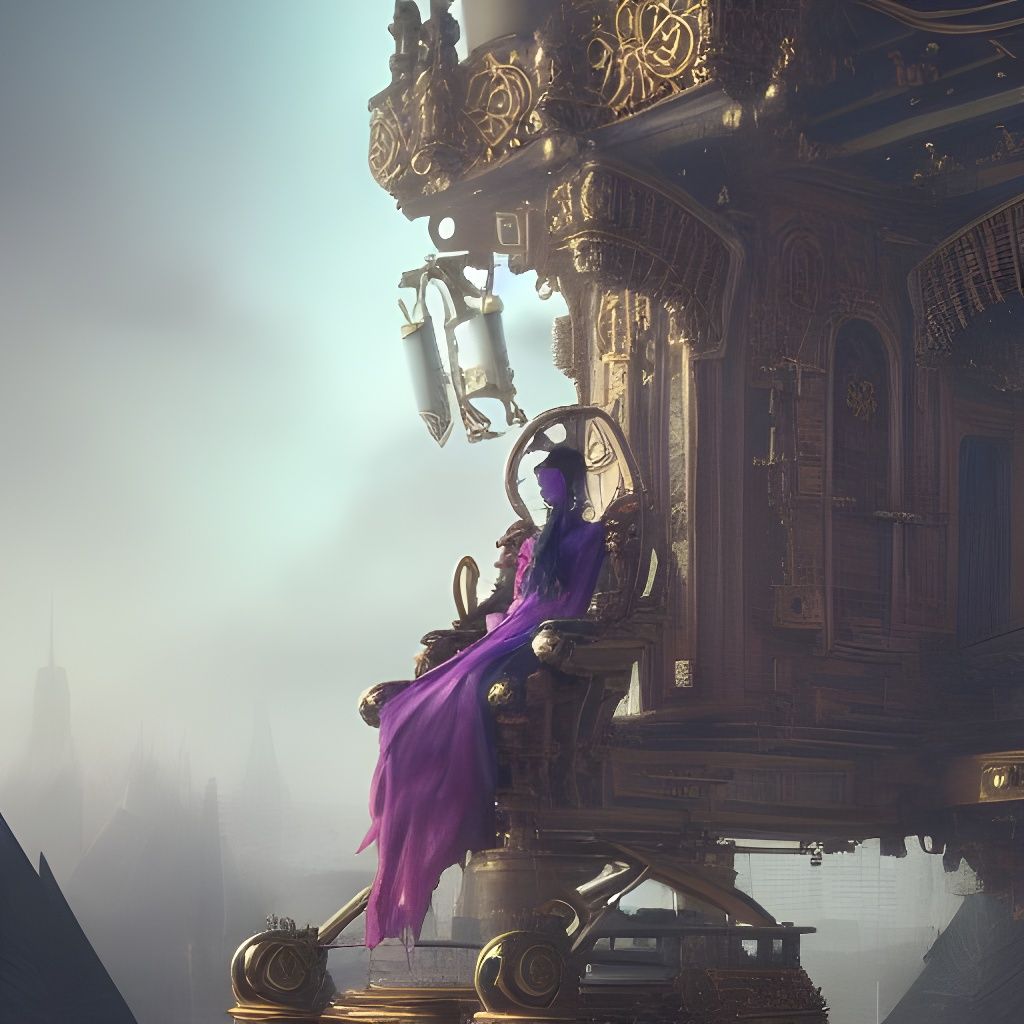 Mechanical Queen's Chair in Shounen Fantasy Style