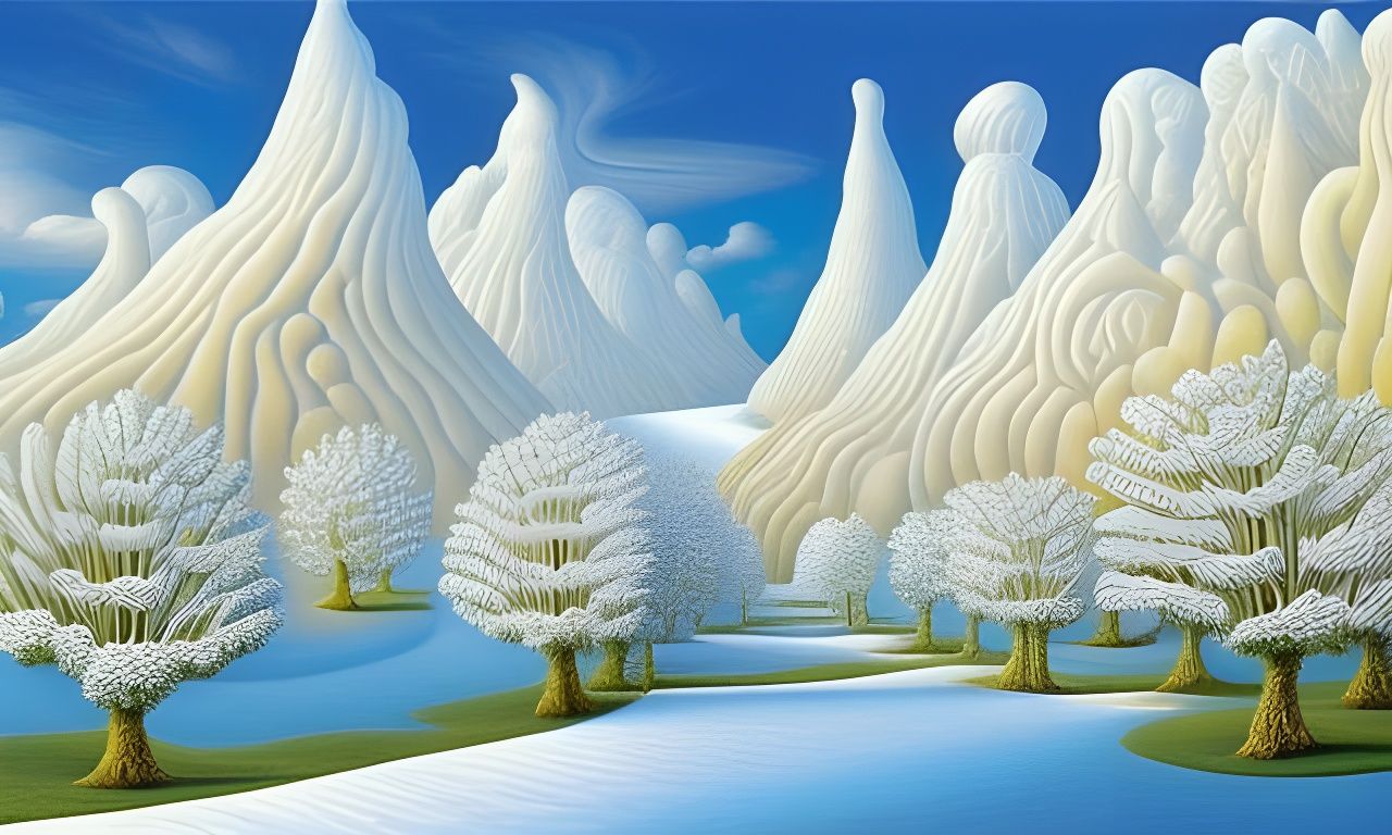 Dreamlike White Landscape in Acrylic Art
