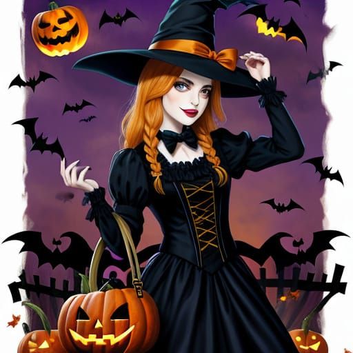 Creepy Halloween Scene With Spooky Decorations