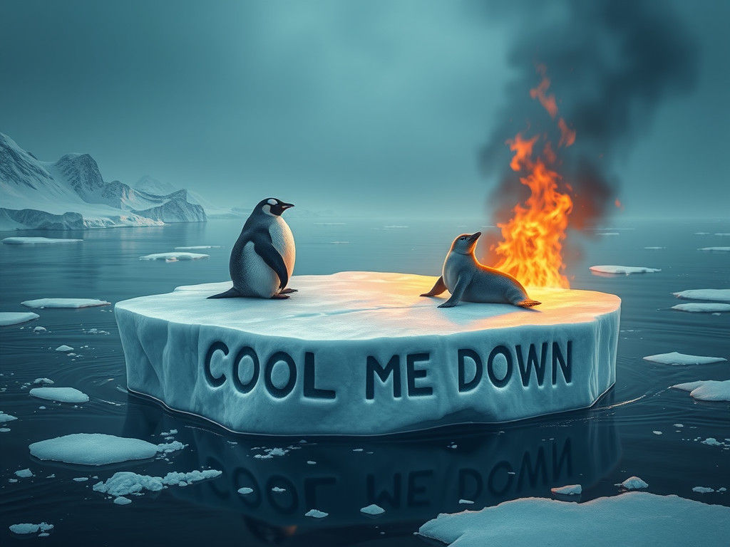 Arctic Wildlife on Melting Iceberg: Climate Change Art