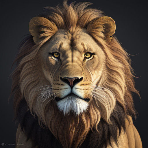 Regal Golden Lion in Hyperrealistic Concept Art