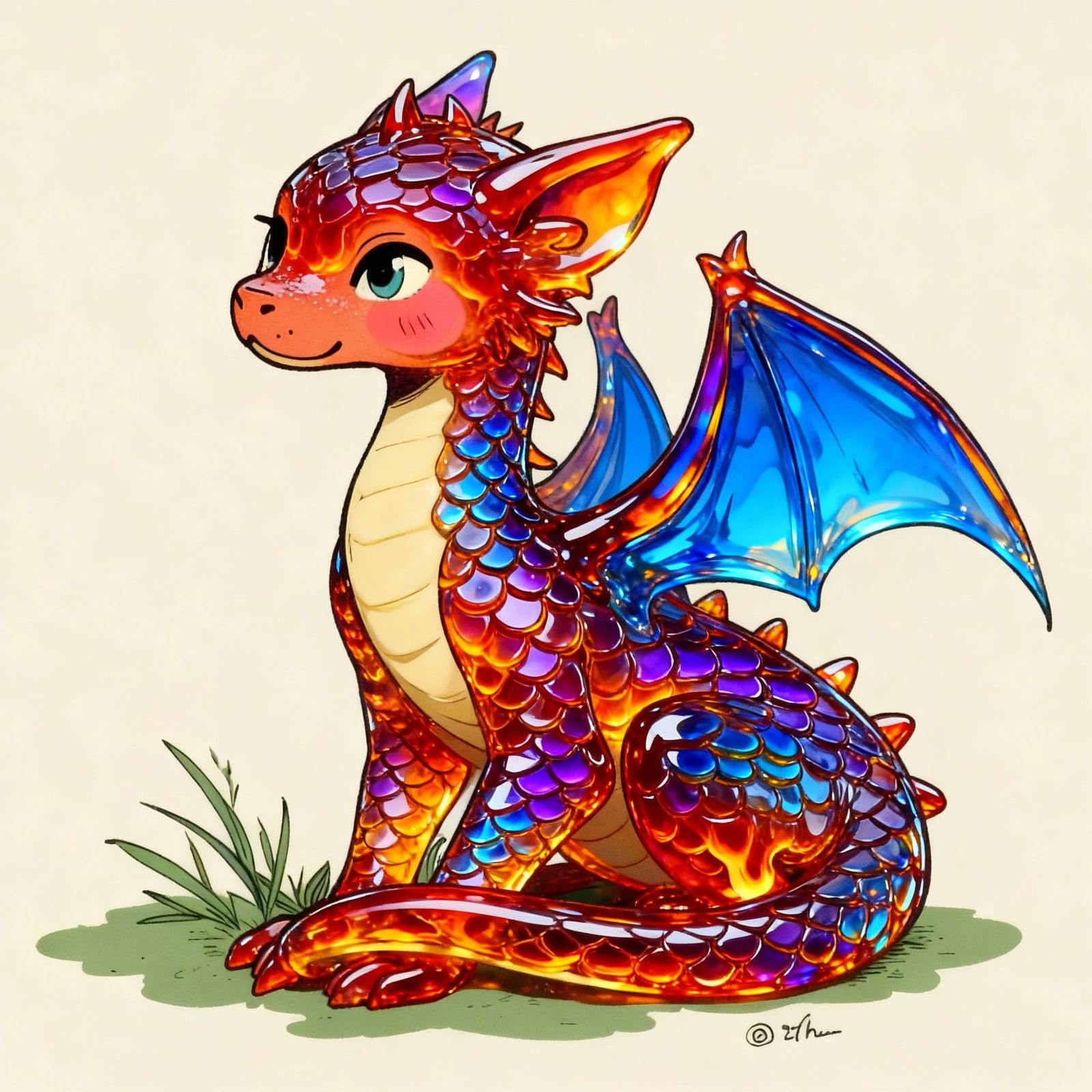 A dragon with scales like molten glass
