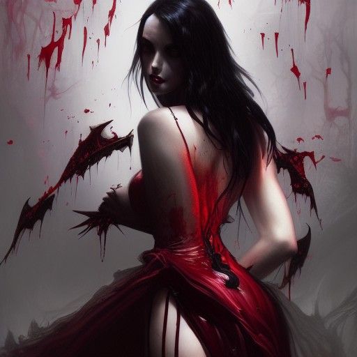 Voluptuous Vampire Sorceress in Dark Fantasy Art