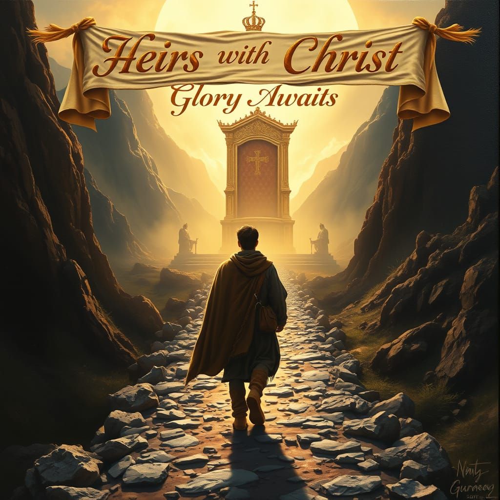 Traveler's Journey to a Golden Throne, Oil Painting Style