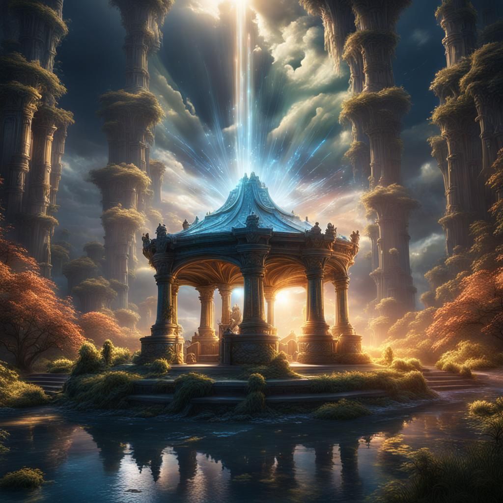 Fairy Heaven with Sun Rays and Elementals