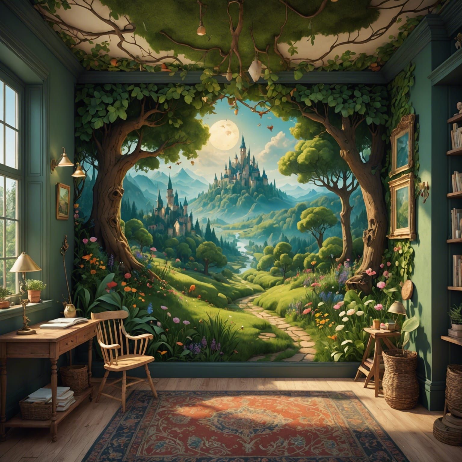 Woodland Nursery Mural in Charming Aesthetic