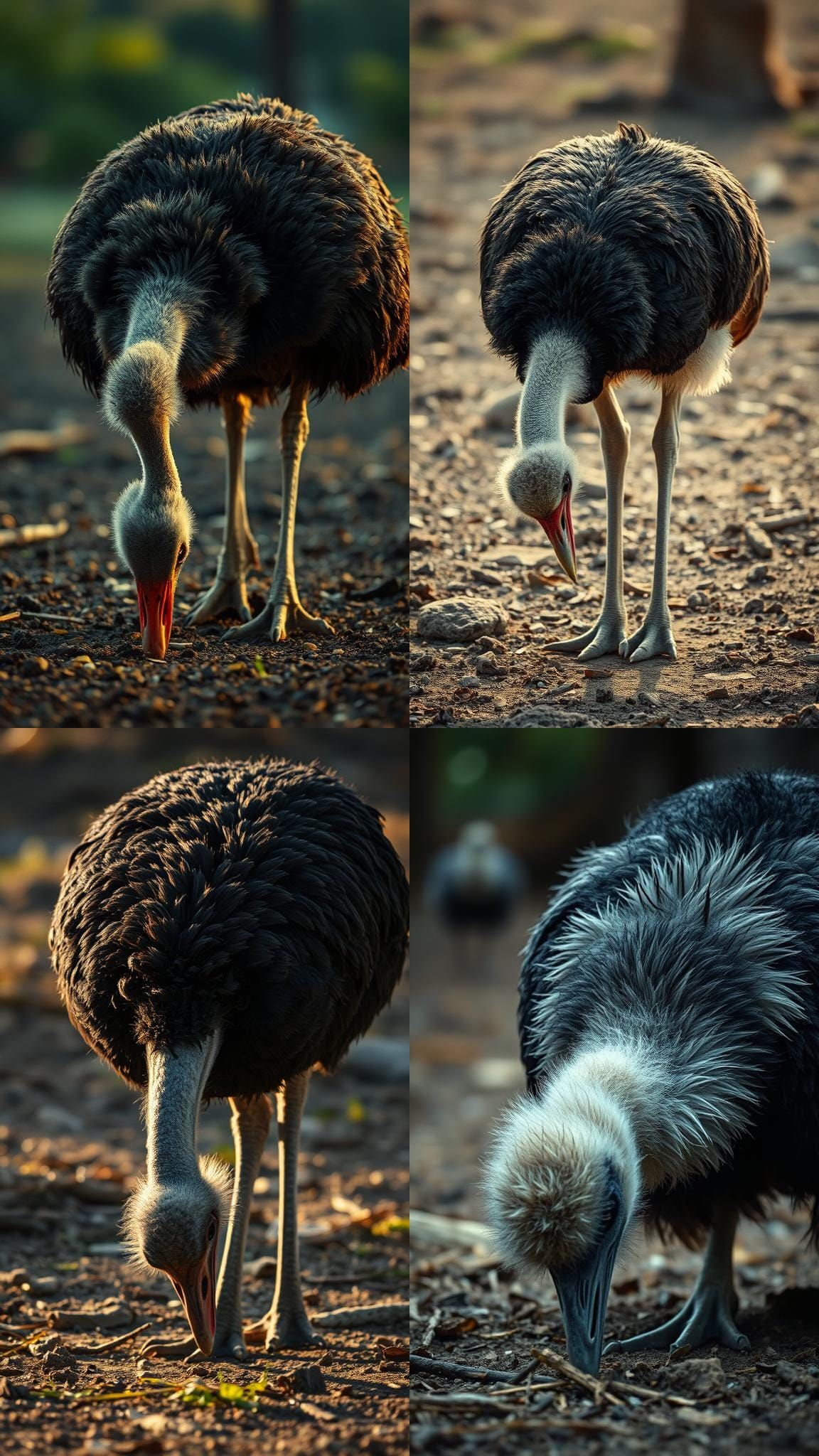 Ostrich Camouflaging in Defense Mode: Cinematic Still
