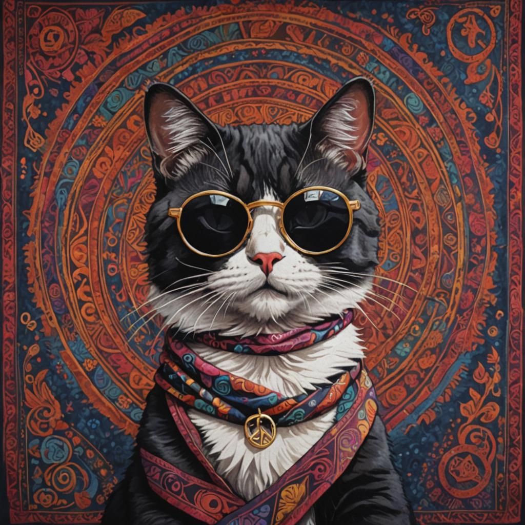 Cool Cat Spreads Peace in Furry Art Style