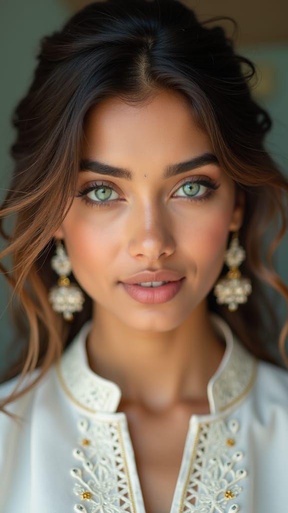 Stunning North Indian Woman Portrait in High-Fashion Style