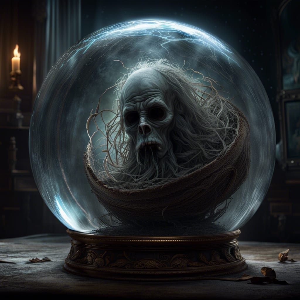 Ghostly Face in Sphere: Dramatic Digital Art