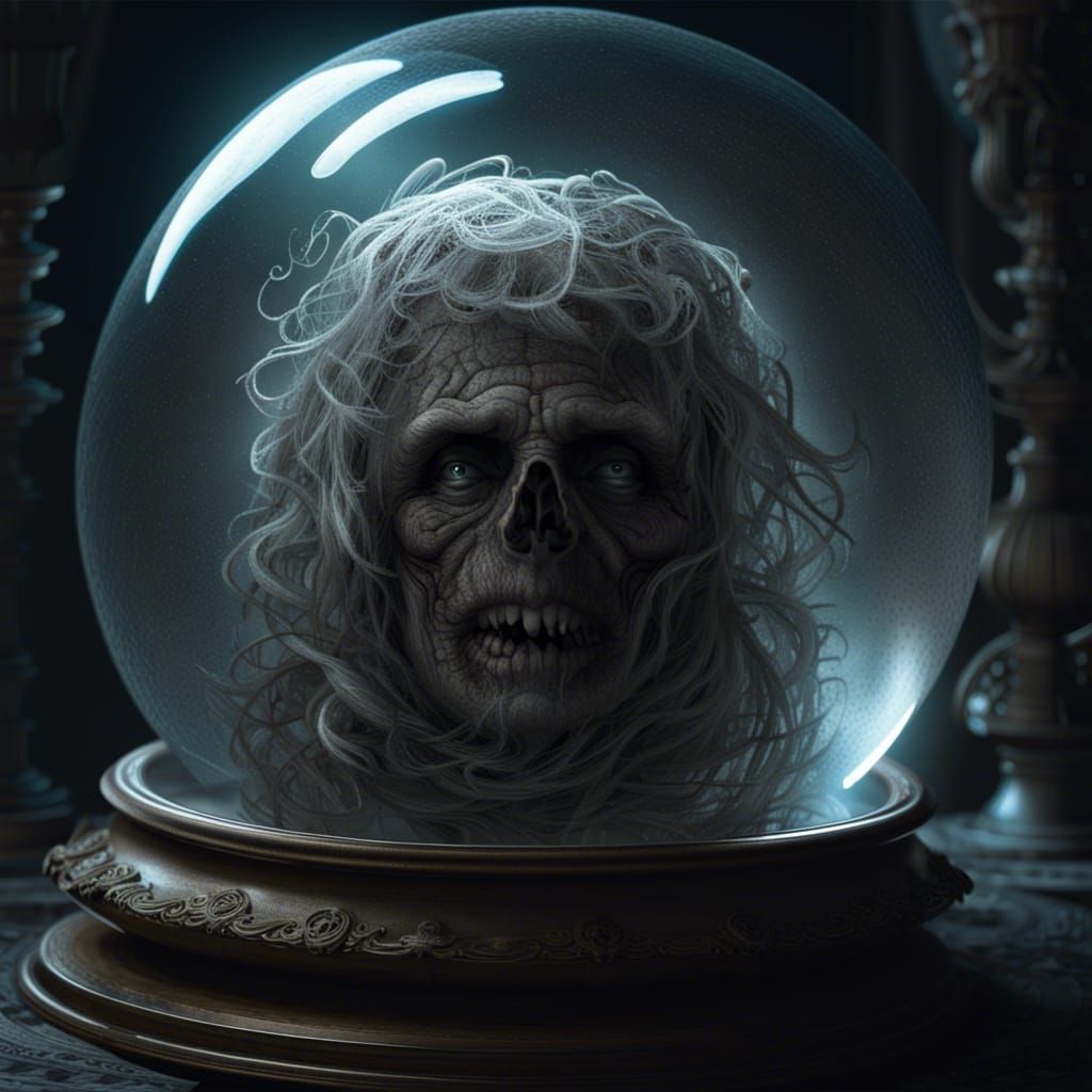 Ghostly Face in Glass Sphere: Digital Matte Painting