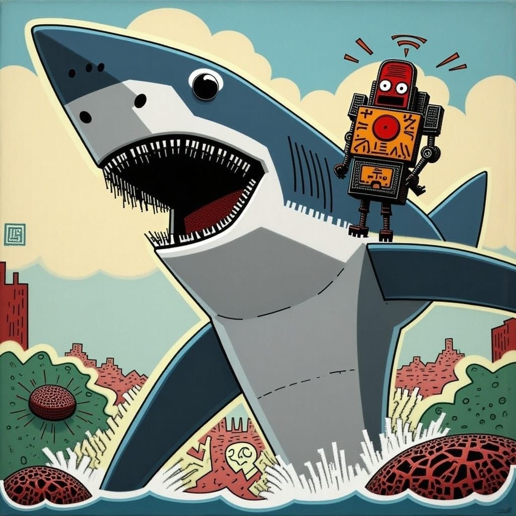 Shark Does the Fonzie: A Humorous AI Image