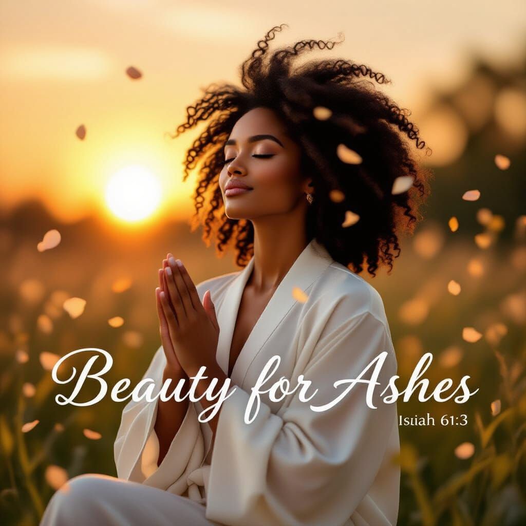 Serene Woman in Golden Light: Beauty for Ashes