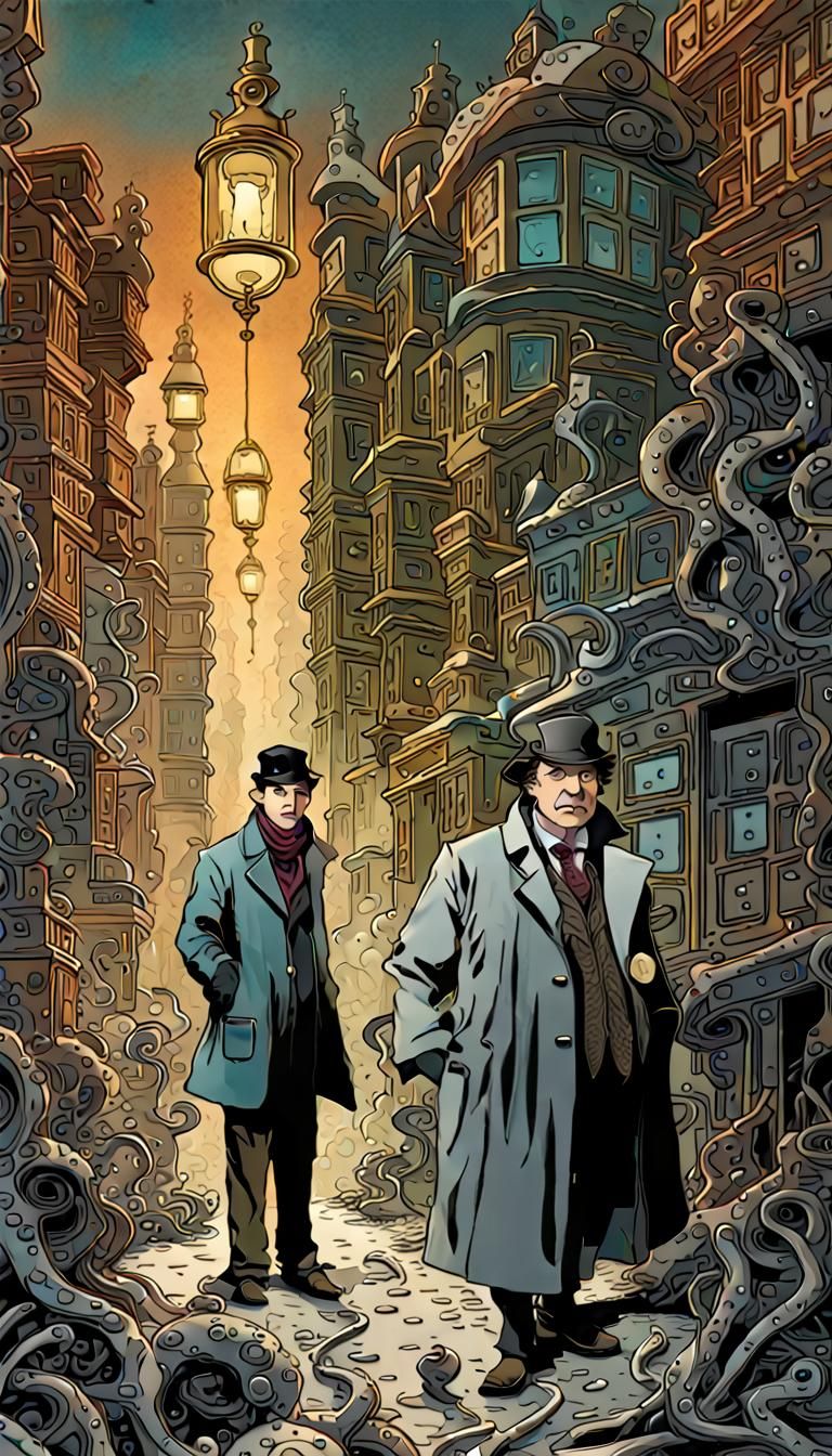 Sherlock Holmes vs. Great Old Ones: Surreal Digital Art