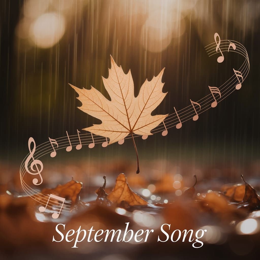 Golden Leaf Falling with Music Notes