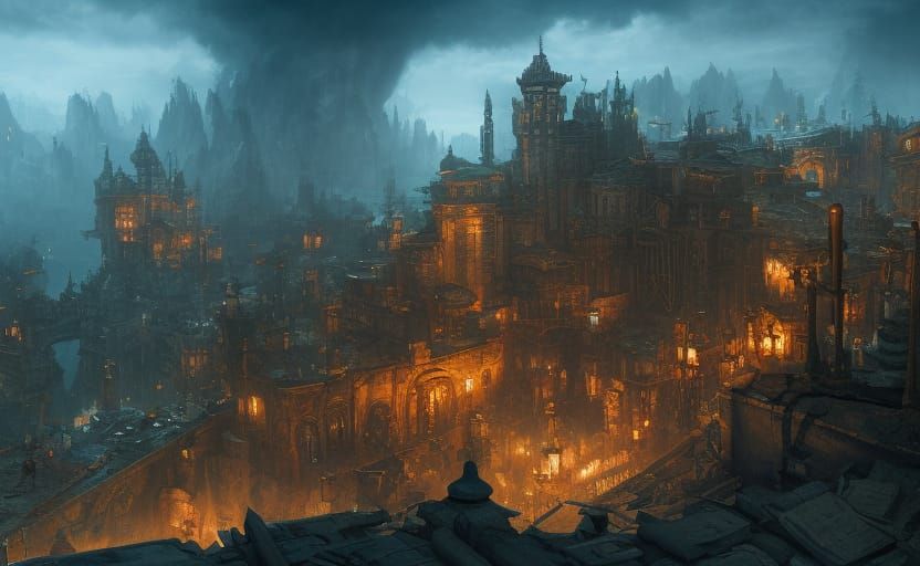 Fantastical Den of Thieves in Detailed Matte Painting