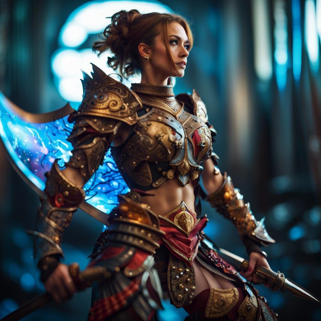 Ornate Armored Fantasy Female Warrior