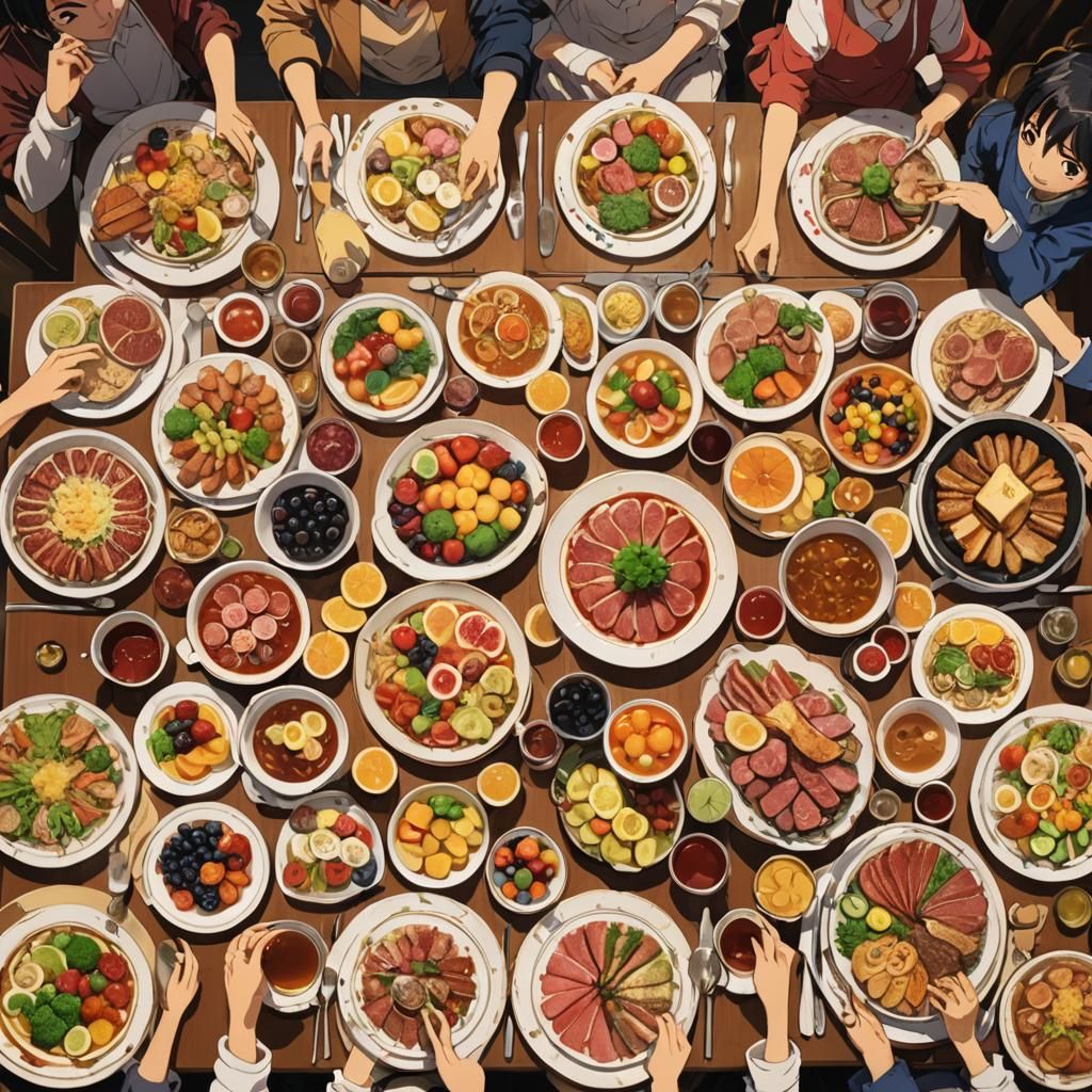 Happy Children's Feast: Vibrant Anime Key Visual