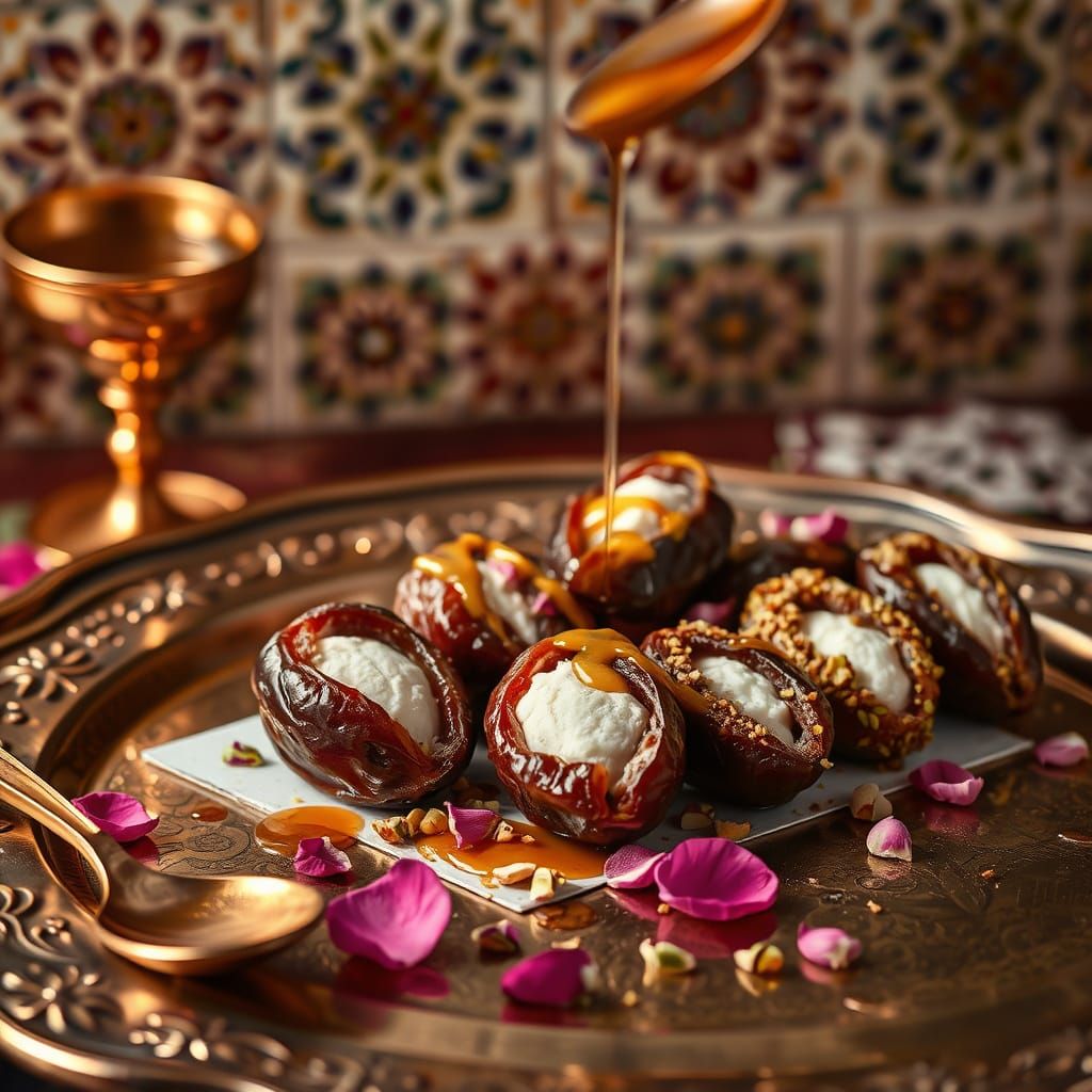 Lavish Moroccan Dessert with Stuffed Dates and Rosewater