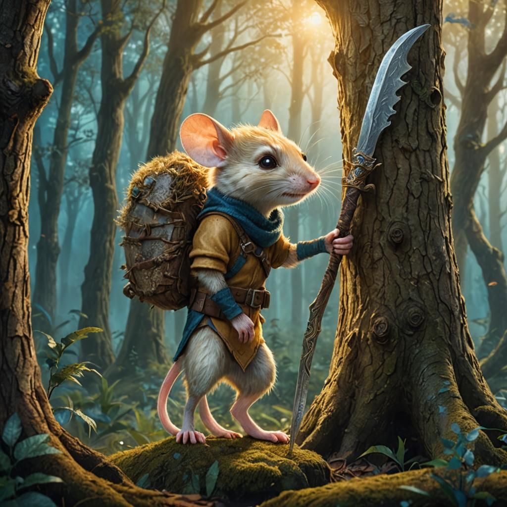 Heroic Mouse Rogue in Mystical Forest