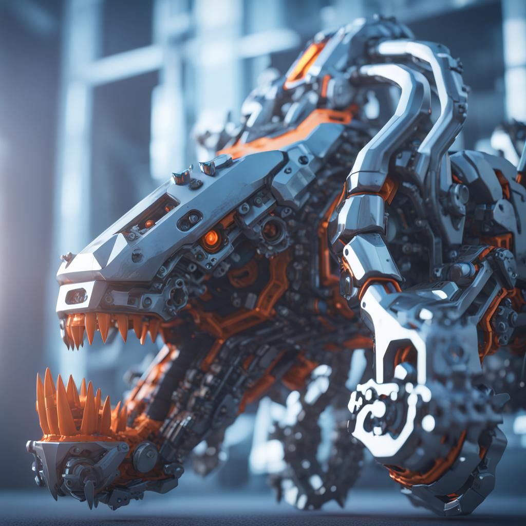 Futuristic Mechanical Animal Jaws with Chainsaw Teeth