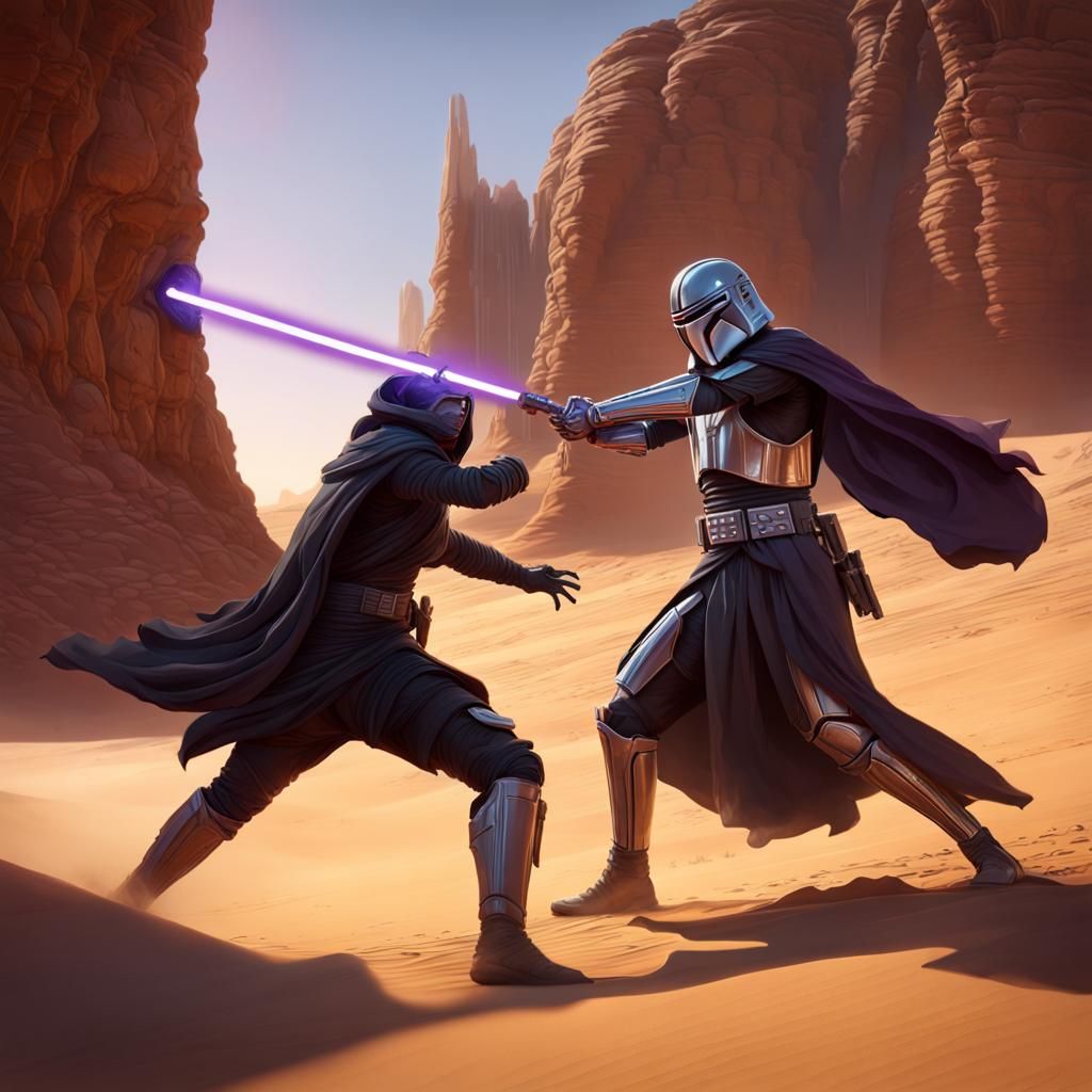 Kylo Ren vs Mandalorian: Desert Lightsaber Duel